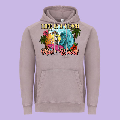 Life Is A Beach Make Waves Skeleton Vintage Hoodie Designed By Nancycooperartshop