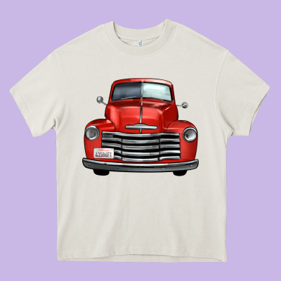 Western Red Truck Front View Heavy Core Tee Designed By Fadigitalartstudio