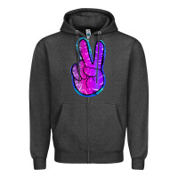 Charcoal Heather Mermaid Peace Sign Zipper Hoodie - Jasminsmagicworld