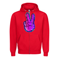 Red Mermaid Peace Sign Zipper Hoodie - Jasminsmagicworld