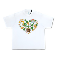 White st patricks  hearts Urban Heavy Tee - MaliasSmallBusiness