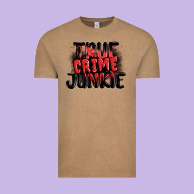 True Crime Junkie Vintage Tee Designed By Maliassmallbusiness
