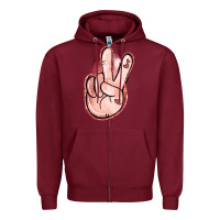 Burgundy Floral Argyle Peace Sign Zipper Hoodie - Jasminsmagicworld