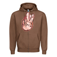 Chestnut Floral Argyle Peace Sign Zipper Hoodie - Jasminsmagicworld