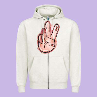 Floral Argyle Peace Sign Zipper Hoodie Designed By Jasminsmagicworld