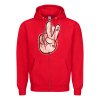 Red Floral Argyle Peace Sign Zipper Hoodie - Jasminsmagicworld