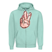 Seafoam Floral Argyle Peace Sign Zipper Hoodie - Jasminsmagicworld