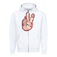White Floral Argyle Peace Sign Zipper Hoodie - Jasminsmagicworld