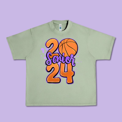 Senior 2024 Basketball Urban Heavy Tee Designed By Maliassmallbusiness
