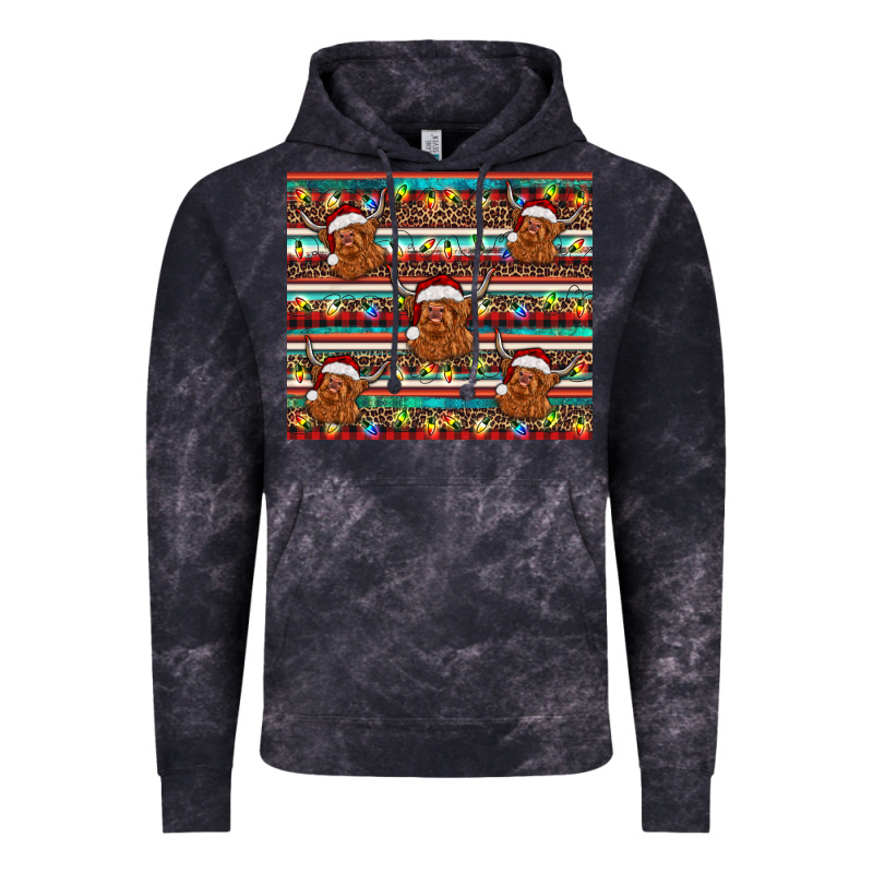 Christmas Turquoise Serape Highland Cow Vintage Hoodie by BarkalooDesign | Teevron