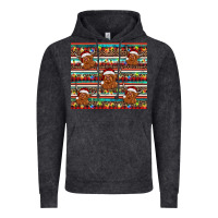 Vintage Black christmas turquoise serape highland cow Vintage Hoodie - BarkalooDesign