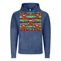 Vintage Denim christmas turquoise serape highland cow Vintage Hoodie - BarkalooDesign