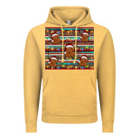 Vintage Mustard christmas turquoise serape highland cow Vintage Hoodie - BarkalooDesign