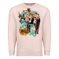 Pale Pink Happy Easter Day Rodeo Premium Sweatshirt - HowdyJamesFarm