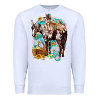 White Happy Easter Day Rodeo Premium Sweatshirt - HowdyJamesFarm
