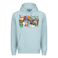 Blue Mist Cat coffee cups Premium Hoodie - HowdyJamesFarm