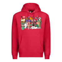Cardinal Cat coffee cups Premium Hoodie - HowdyJamesFarm