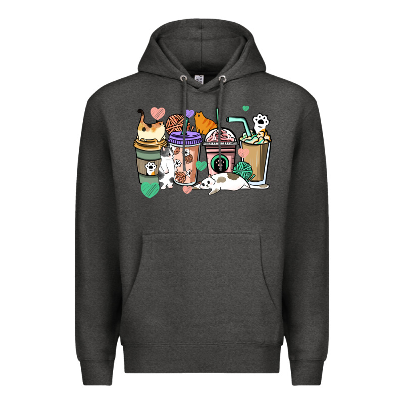 Cat Coffee Cups Premium Hoodie by HowdyJamesFarm | Teevron