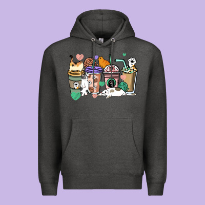 Cat Coffee Cups Premium Hoodie Designed By Howdyjamesfarm