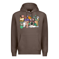 Coffee Cat coffee cups Premium Hoodie - HowdyJamesFarm