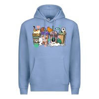 Colony Blue Cat coffee cups Premium Hoodie - HowdyJamesFarm