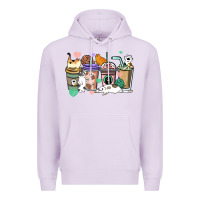 Lilac Cat coffee cups Premium Hoodie - HowdyJamesFarm