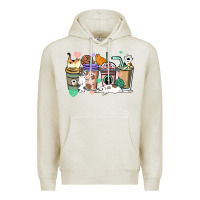 Oatmeal Heather Cat coffee cups Premium Hoodie - HowdyJamesFarm