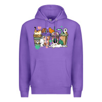 Purple Cat coffee cups Premium Hoodie - HowdyJamesFarm