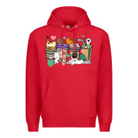 Red Cat coffee cups Premium Hoodie - HowdyJamesFarm