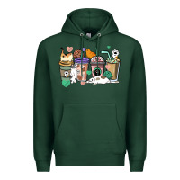 Sports Green Cat coffee cups Premium Hoodie - HowdyJamesFarm