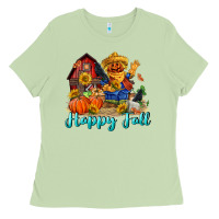 Matcha happy fall scarecrow Ladies Tee - FaDigitalArtStudio