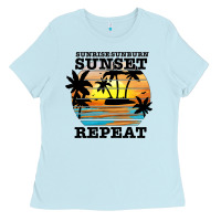 Baby Blue sunrise sunburn sunset repeat Ladies Tee - JahusDesignShop