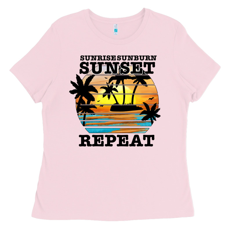 Sunrise Sunburn Sunset Repeat Ladies Tee by JahusDesignShop | Teevron
