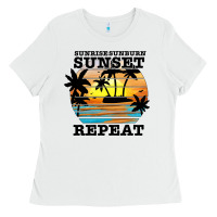 White sunrise sunburn sunset repeat Ladies Tee - JahusDesignShop