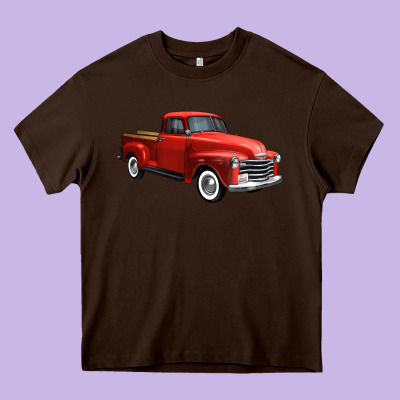 Western Red Truck Right 34 View 1 Heavy Core Tee Designed By Fadigitalartstudio
