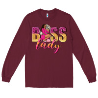 Burgundy boss lady afro woman Long Sleeve Tee - NancyCooperArtShop