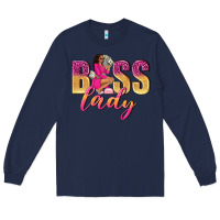 Navy boss lady afro woman Long Sleeve Tee - NancyCooperArtShop