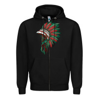 Black american flag indian headdress Zipper Hoodie - BarkalooDesign