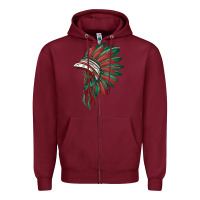 Burgundy american flag indian headdress Zipper Hoodie - BarkalooDesign