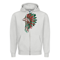 Dove Grey american flag indian headdress Zipper Hoodie - BarkalooDesign