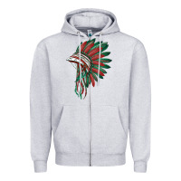 Heather Grey american flag indian headdress Zipper Hoodie - BarkalooDesign