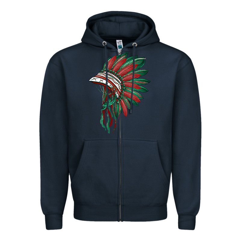American Flag Indian Headdress Zipper Hoodie by BarkalooDesign | Teevron