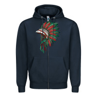 Navy american flag indian headdress Zipper Hoodie - BarkalooDesign