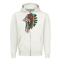 Oatmeal Heather american flag indian headdress Zipper Hoodie - BarkalooDesign