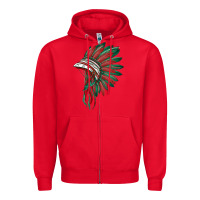 Red american flag indian headdress Zipper Hoodie - BarkalooDesign