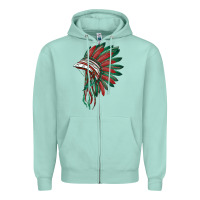 Seafoam american flag indian headdress Zipper Hoodie - BarkalooDesign
