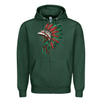 Sports Green american flag indian headdress Zipper Hoodie - BarkalooDesign