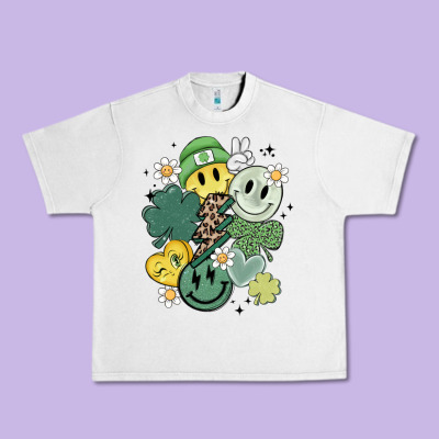 St Patricks Day Green Smile Urban Heavy Tee Designed By Maliassmallbusiness
