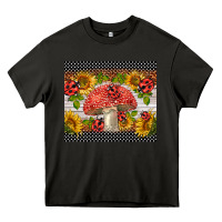 Asphalt ladybug mushrooms Heavy Core Tee - BarkalooDesign