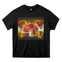 Black ladybug mushrooms Heavy Core Tee - BarkalooDesign